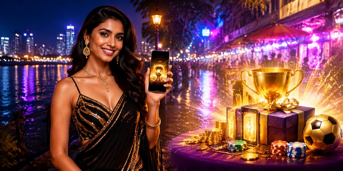 Mumbai night market scene with casino app display on smartphone